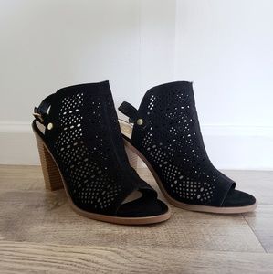 Black Cutout Heeled Sandals